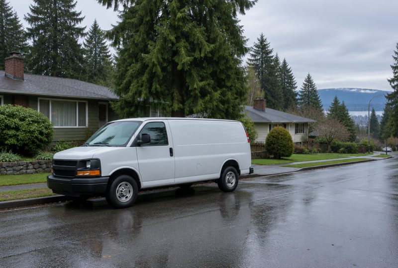 Cedar Creek service van parked on a residential street